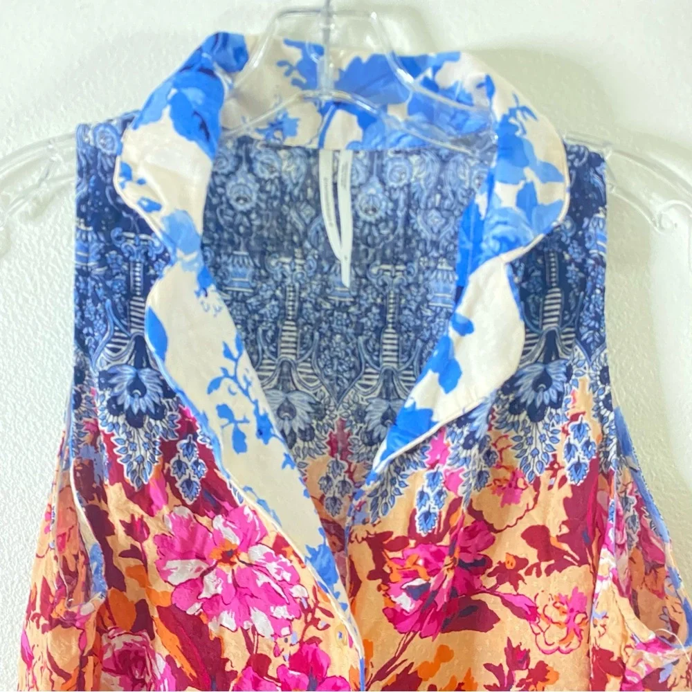 AX Free People Sleeveless Floral Button-Front Tank Womens Size M